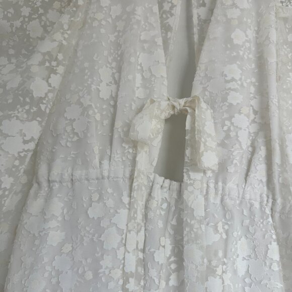 NWT Rosie Assoulin Victorian Dress Sz 4 White Organza Embroidered Floral Burnout - Picture 8 of 13